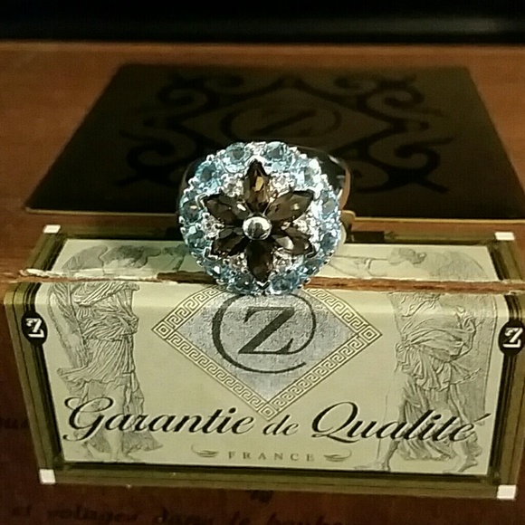 Jewelry - NWOT Blue Topaz & Sapphire Solid 925 Sterling Ring